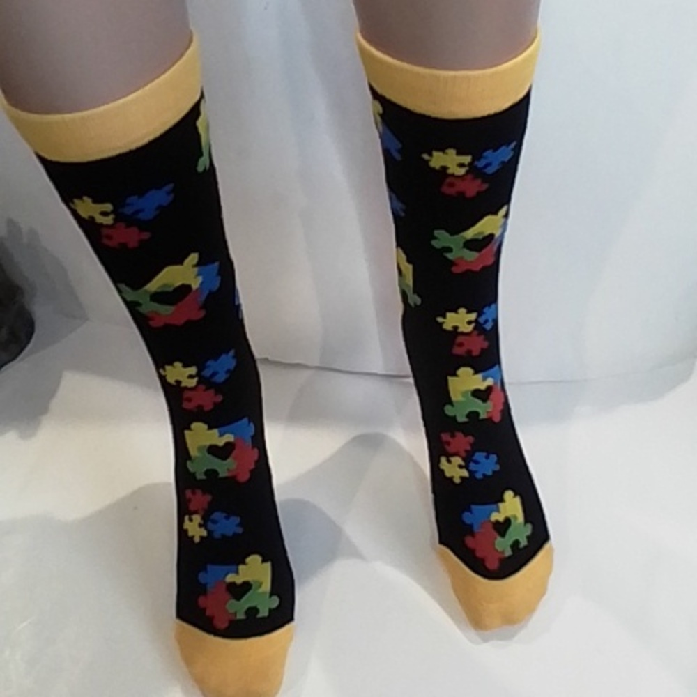 Autism 'Different Is Beautiful' Colorful Puzzle Pattern Socks - Picture 5 of 7